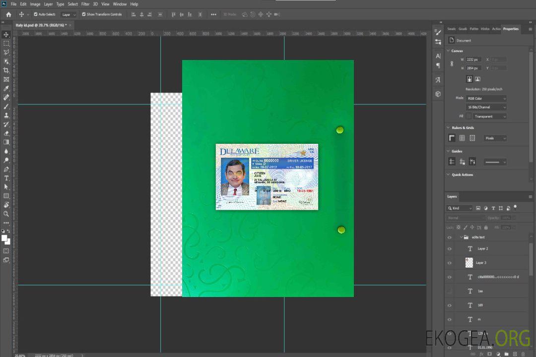 Permis de conduire USA Delaware version 2 photolook AVANT template Permis de conduire USA Delaware version 2 photolook AVANT template